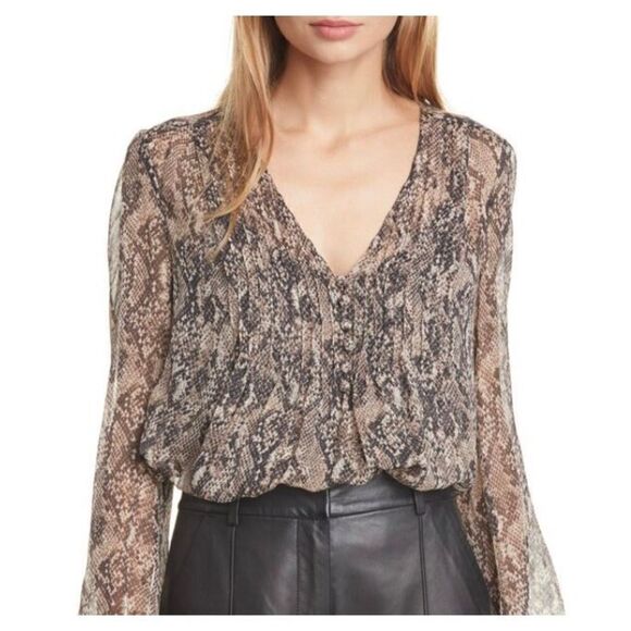 Veronica Beard Lowell Snake Print Silk Blouse & Tank NWT Size 0